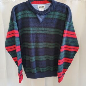 Vtg Gitano Men Sweater Small Green Blue Stripe Y2K Hip Hop Retro Oversize 16191x